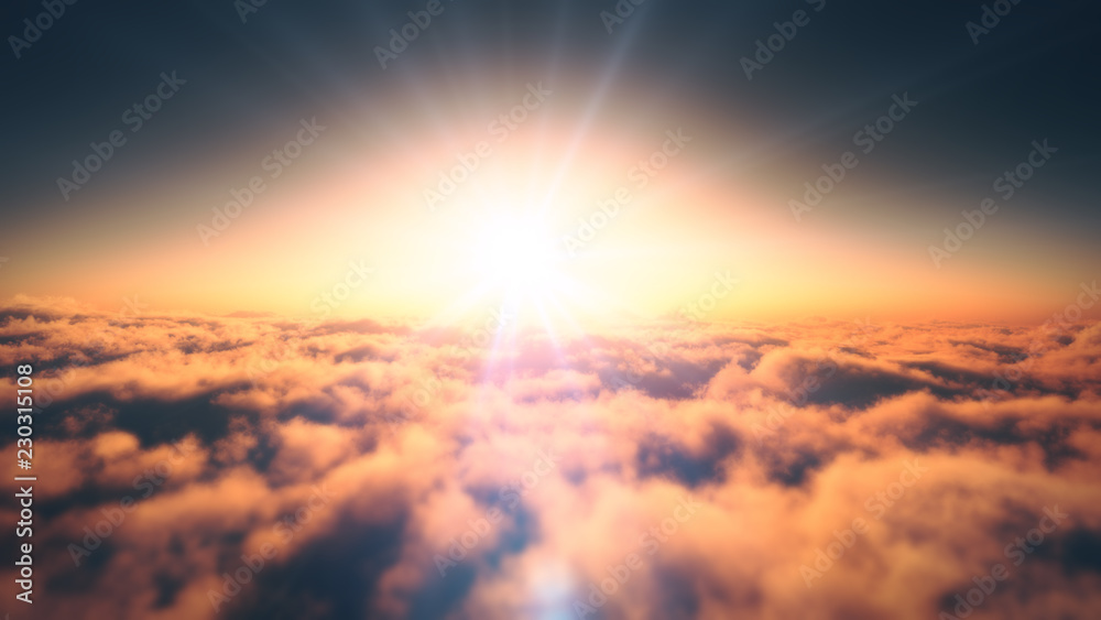 sunset over clouds