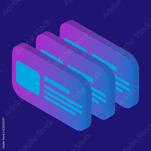 Id card icon. Isometric of id card vector icon for web design isolated on white background