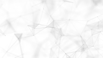 Abstract white futuristic background. White background. connecting dots and lines on white background. 4k rendering.