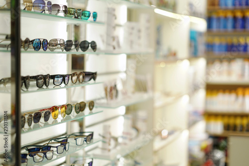sunglasses on store shelves