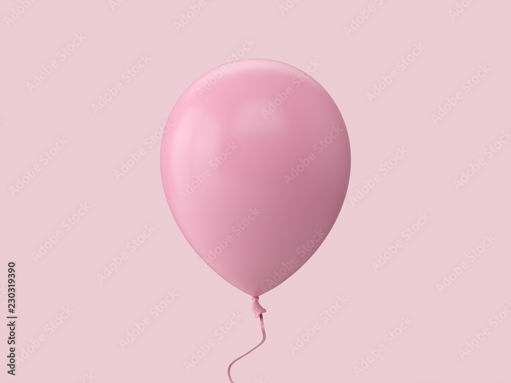 3D Rendering pink Balloon Isolated on pink Background