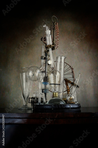 steampunk alambicco provette dello scienziato