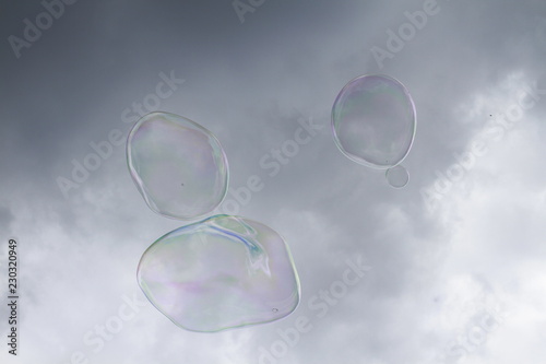 soap bubbles on blue background