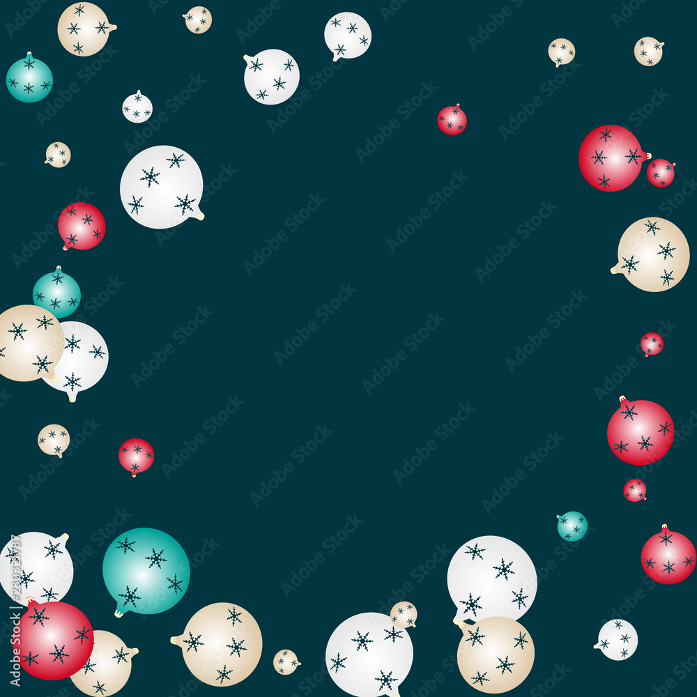 Celebration background template with Christmas balls. New Year Vector Background for Brochure, Cover. Vector Holiday Texture.