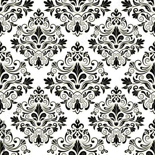 Seamless damask pattern for background or wallpaper design. Damask wallpaper. Seamless oriental pattern