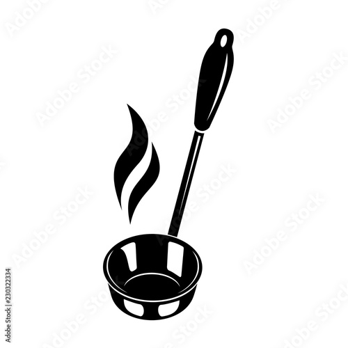 Kitchen ladle soup smoke cook icon, simple style