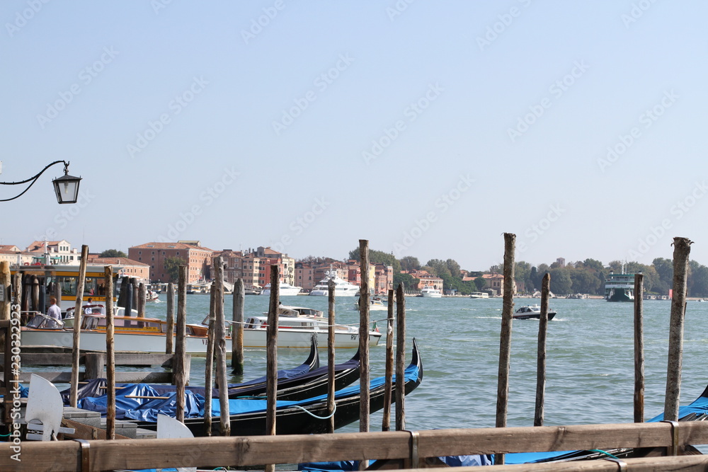 Fototapeta premium gondolas on canal in venice