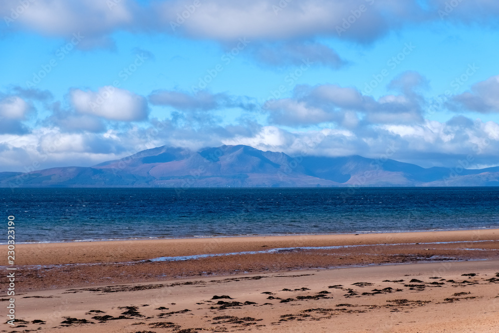 Seamill sands to Magestic Arran on the Ayrshire Coast in Scotland