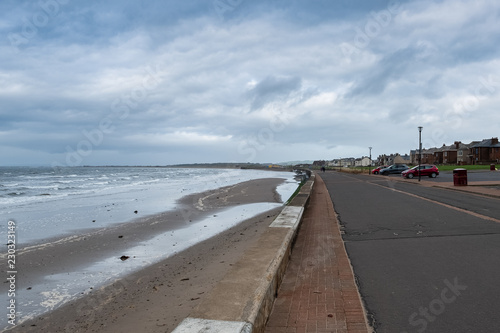 Prestwick Promenade on a cold day in October Scotland.