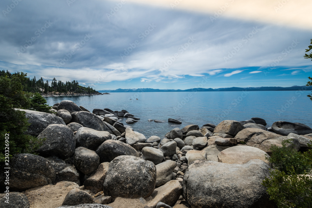 Large rocks on Sand Harbor in South Lake Tahoe California
