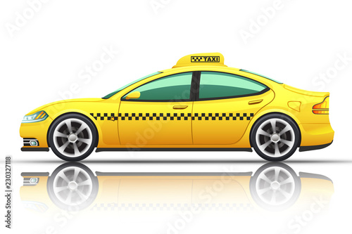 Illustration of taxi car, isolated on a white background.