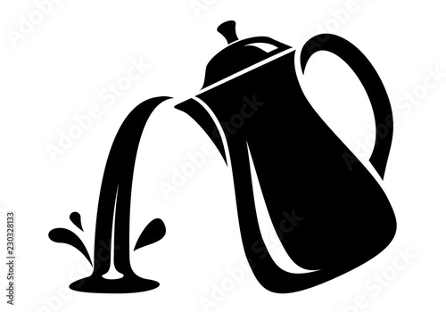 Jug pour out milk or water canister. Simple logo.