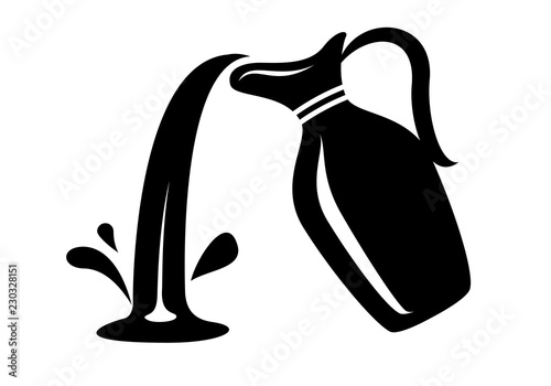 Jug pour out milk or water canister. Simple logo.
