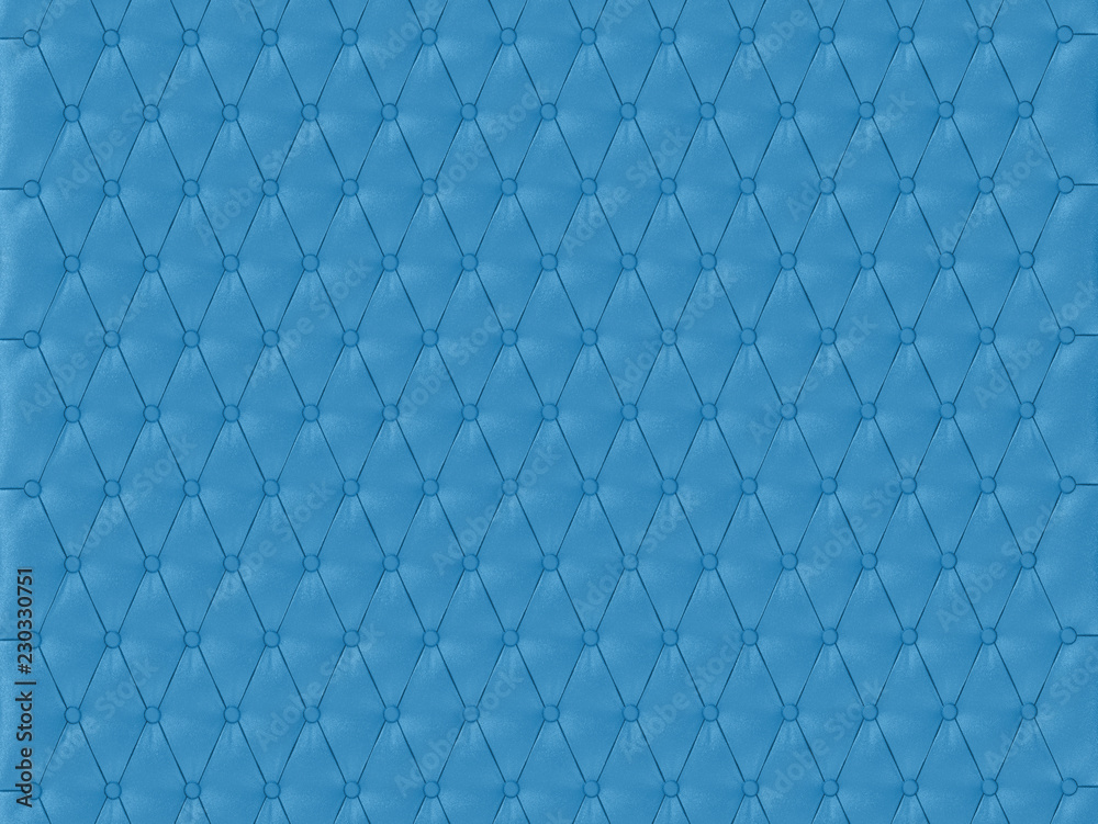 Wall panel blue capitone on a white background 3d rendering