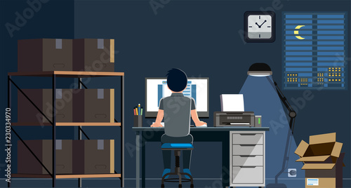 individual e-commerce business at house studio. Check orders and packing goods for  delivery. Working hard. Out time work.