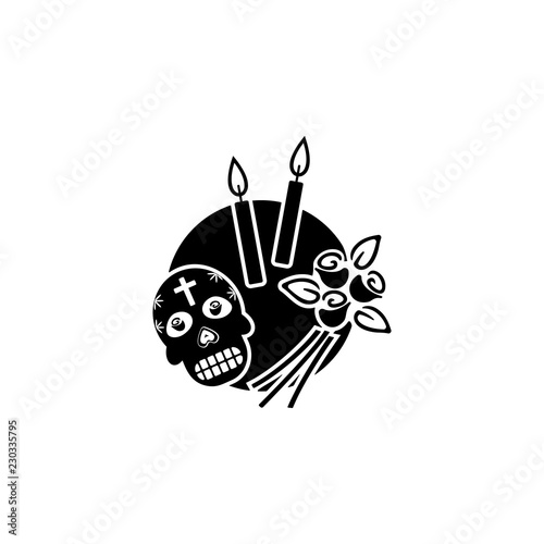 sugar skull, candles, roses icon. Element of day dead icon for mobile concept and web apps. Detailed sugar skull, candles, roses icon can be used for web and mobile