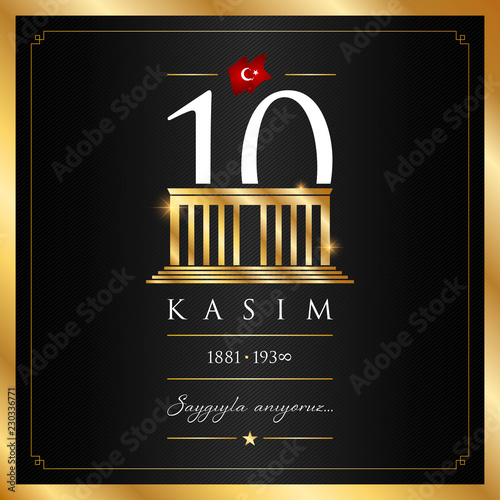 10 kasim vector illustration. (10 November, Mustafa Kemal Ataturk Death Day anniversary.)