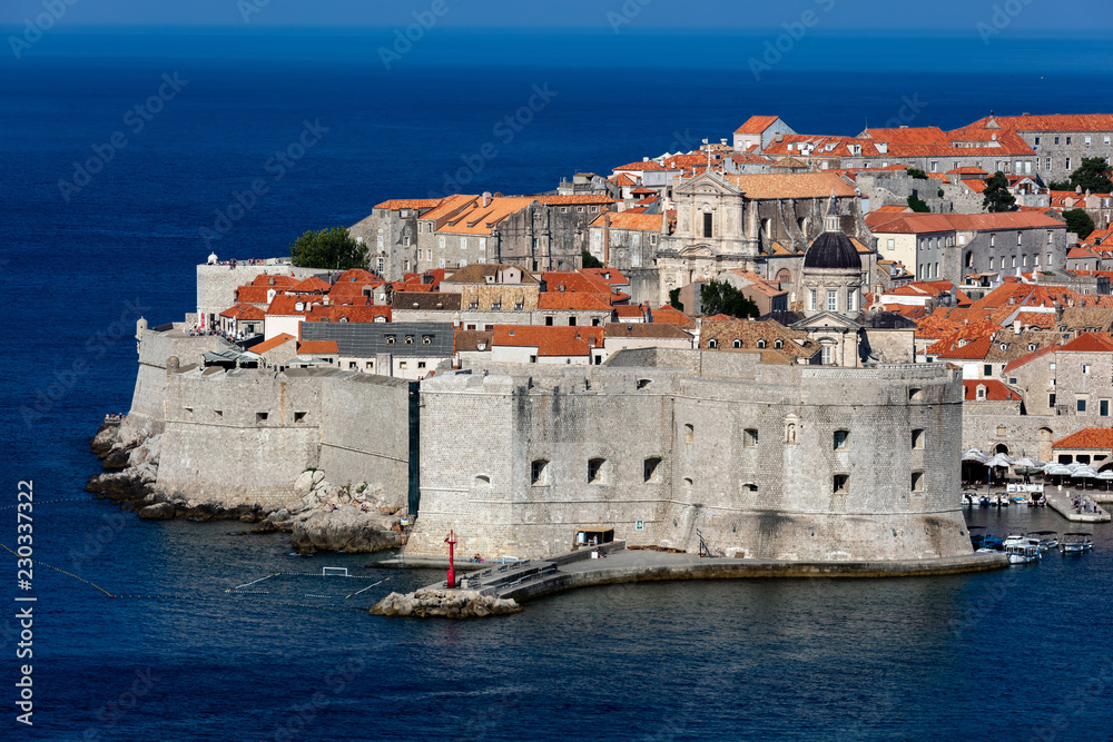 Fort of St. John in Dubrovnik, Croatia, dates back to the 16th century, guards the entrance to Dubrovnik's Old Harbor.