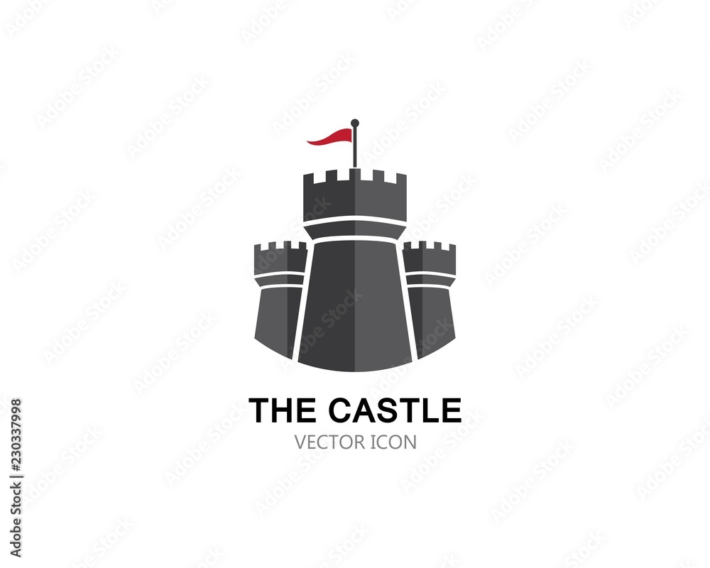 Naklejka premium Castle Logo vector icon illustration design 
