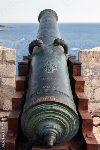 16th century bronze canon in the Fort Lawrence, Dubrovnik, Croatia