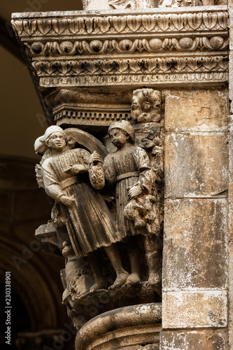 Ornament details of the 16th century Sponza Palace in Dubrovnik, Croatia, built in a mixed Gothic and Renaissance style between 1516 and 1522 by Paskoje Milicevic Mihov. photo