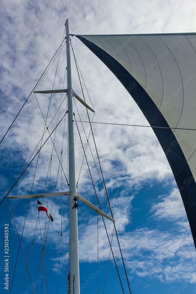 Fototapeta premium sail and rigging yacht against the sky in the Dominican Republic