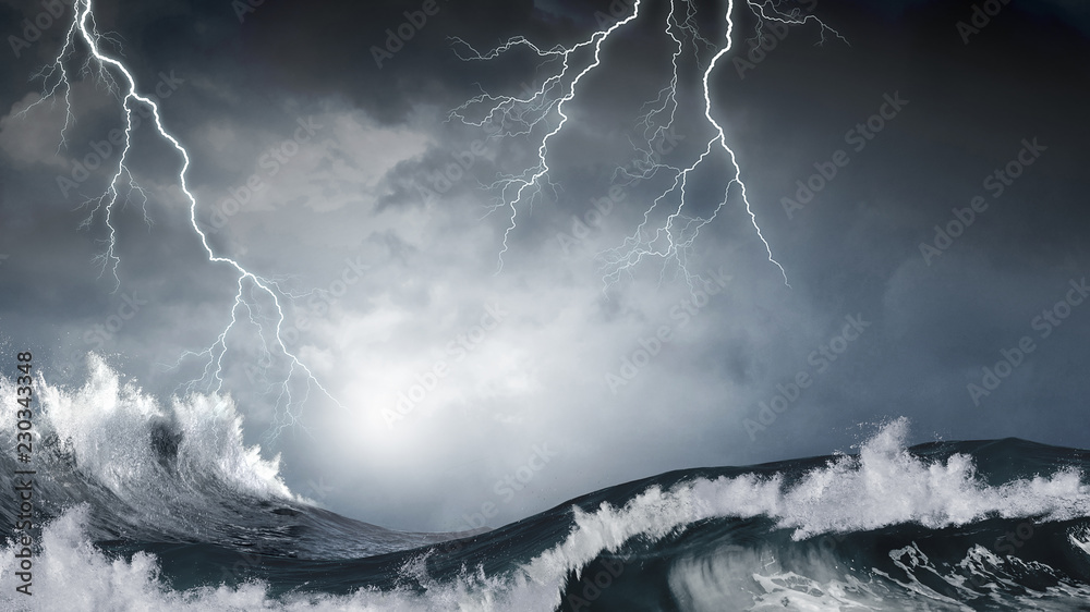 Stormy sea weather - obrazy, fototapety, plakaty 
