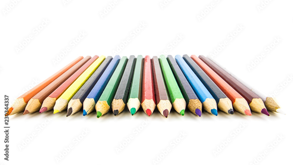 Colour pencils isolated on white background.Close up.Beautiful color pencils.Color pencils for drawing. Colour pencils isolated on white background.Close up.Beautiful color pencils.Color pencils for drawing.