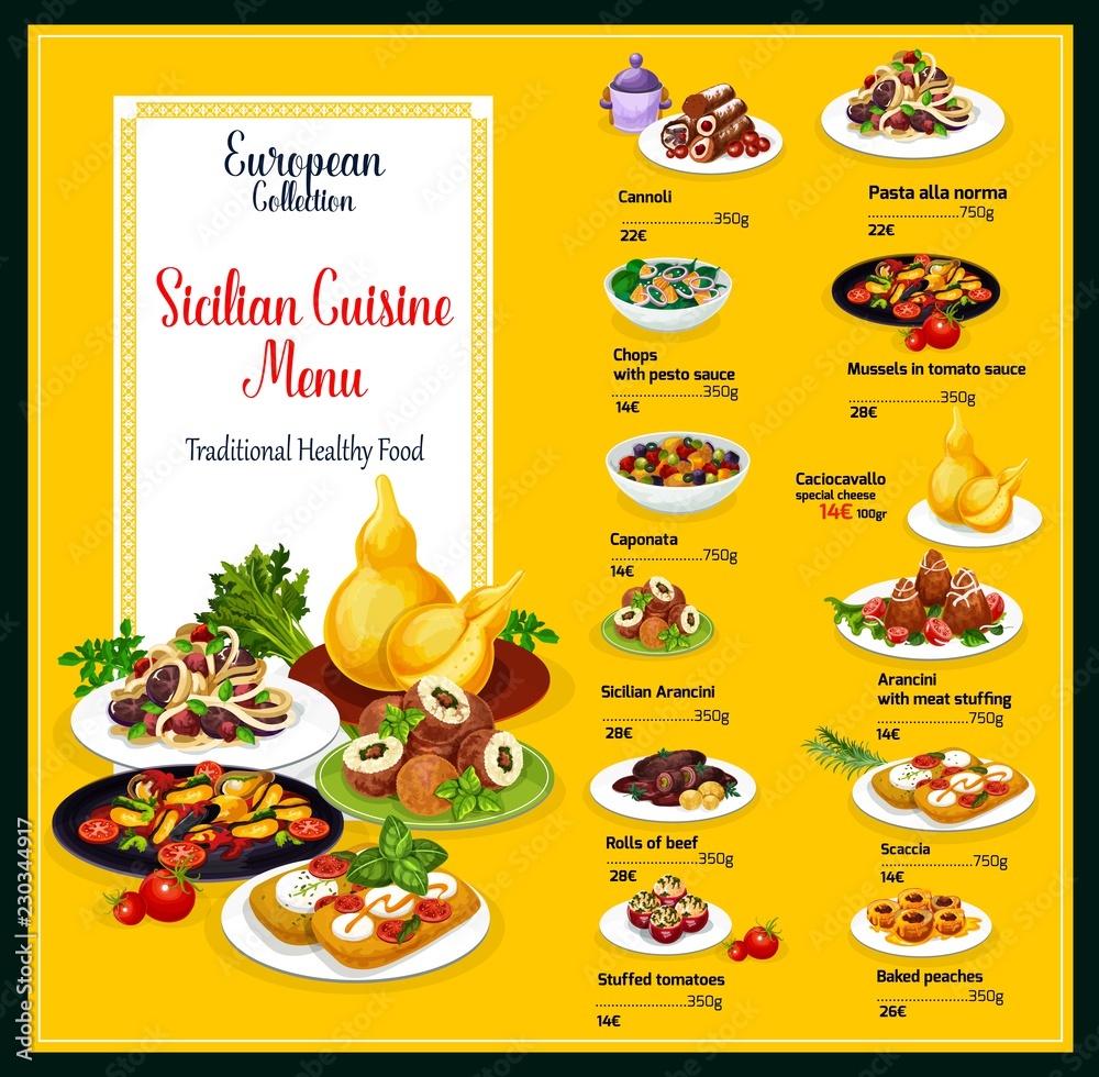 Sicilian cuisine traditional food dishes menu