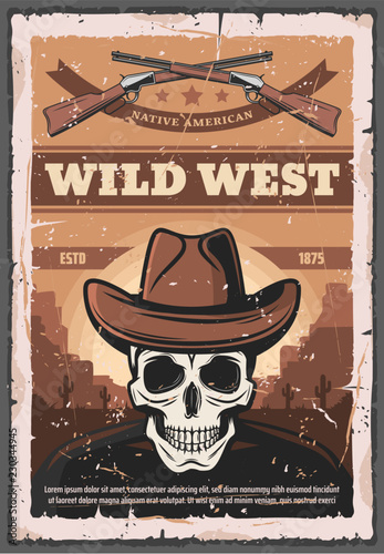 American Wild West, skull and rifles