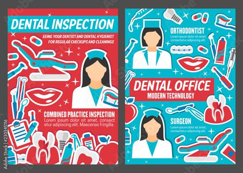 Dentist clinic and dental healthcare care poster