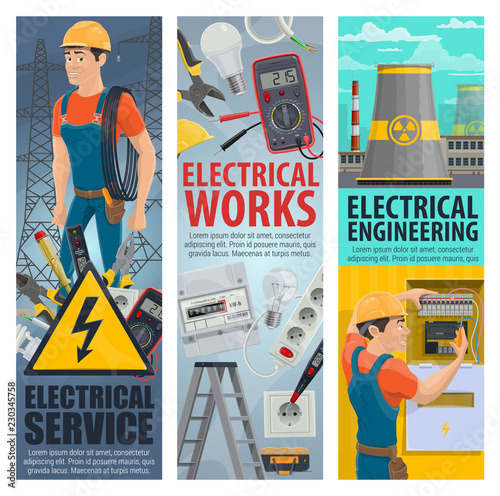 Electrical engineering electrician service banners