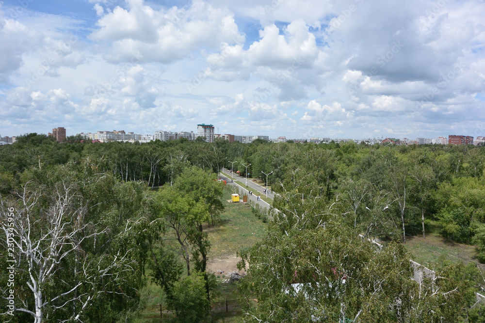 The view from the ferris wheel at the park and the city of Omsk The view from the ferris wheel at the park and the city of Omsk