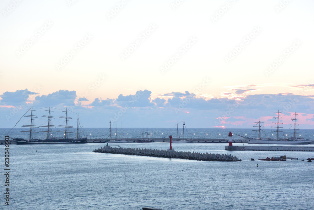 Sea port of Sochi in the september day.