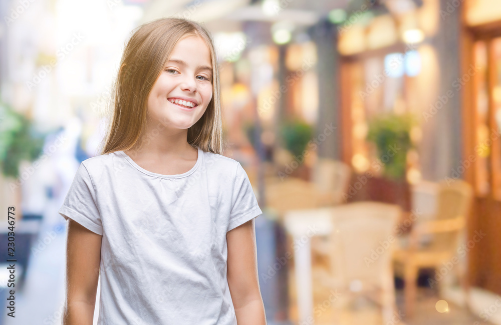 Young beautiful girl over isolated background smiling looking side and staring away thinking. Young beautiful girl over isolated background smiling looking side and staring away thinking.