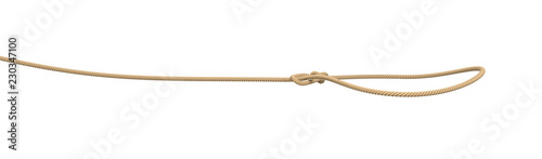 3d rendering of a rope tied in a lasso and flying on a white background. photo