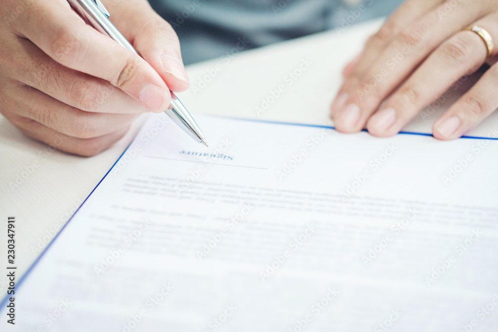 Sale agent and customer sign agreement contract, Insurance Home concept Sale agent and customer sign agreement contract, Insurance Home concept