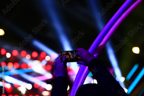 Stage lighting effect in the dark, close-up pictures