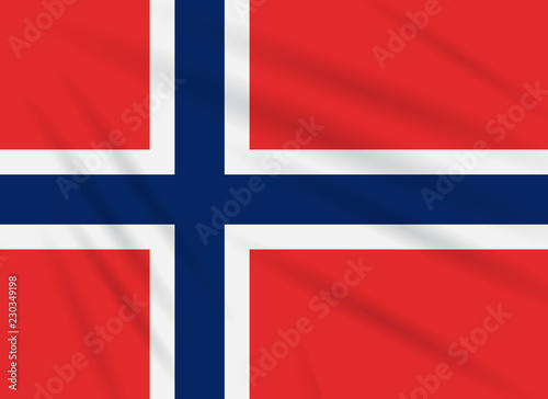 Flag Norway swaying in wind, realistic vector