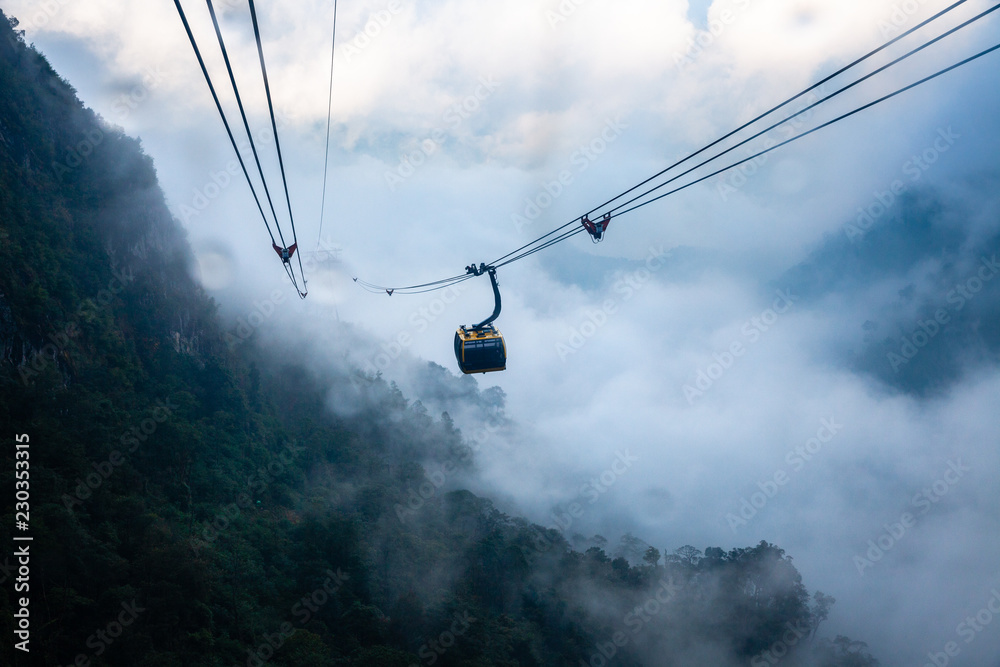View from Fansipan Cable Car during the rain View from Fansipan Cable Car during the rain
