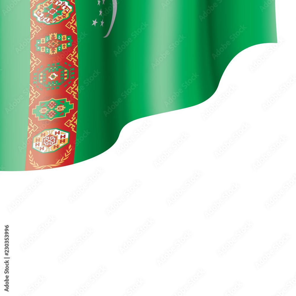 Turkmenistan flag, vector illustration on a white background Turkmenistan flag, vector illustration on a white background