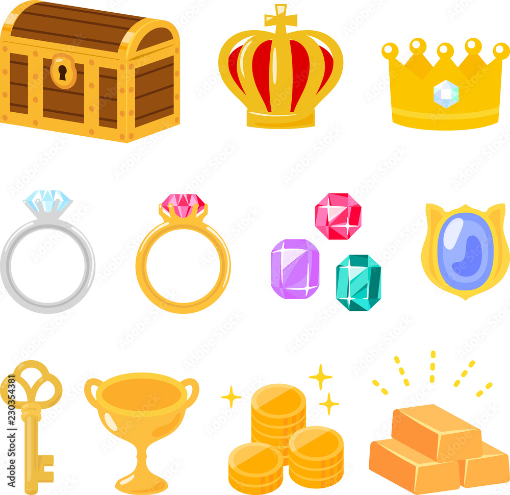 宝物 財宝のイラストセット Stock ベクター Adobe Stock