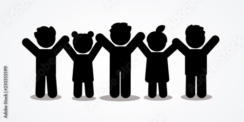 Group of children holding hands icon graphic vector.