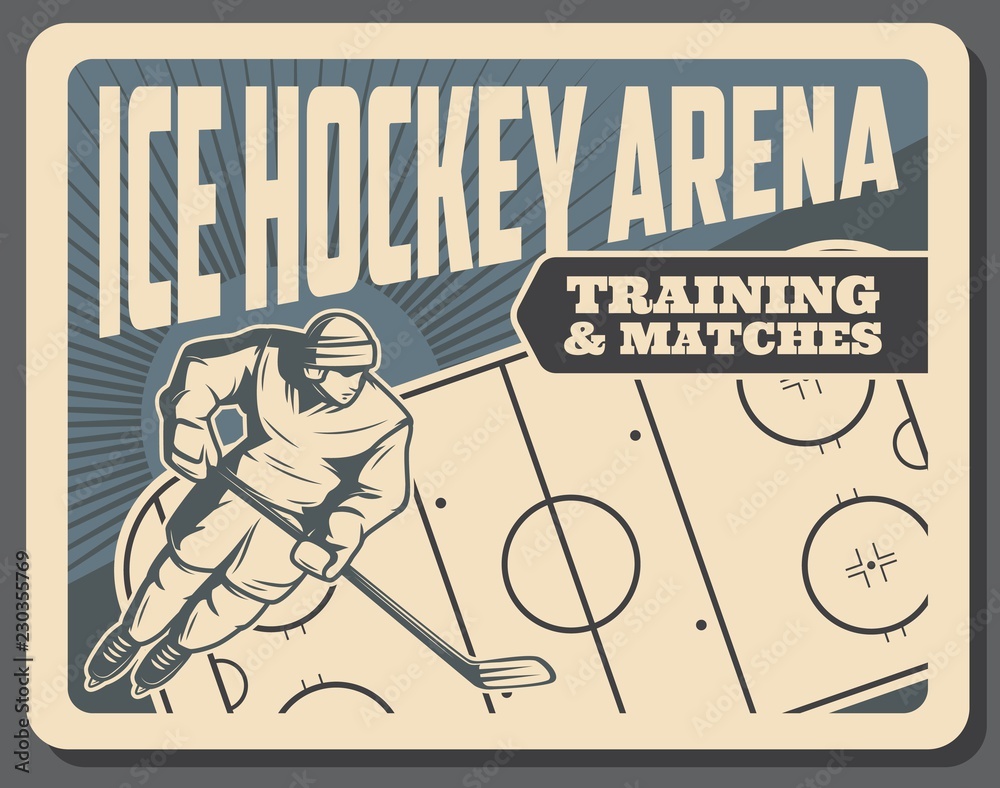 Obraz premium Hockey training and matches on ice arena poster