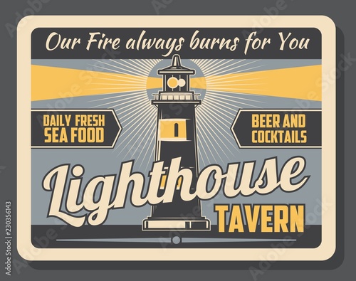 Lighthouse tavern beer and food pub marine poster