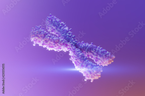 The x chromosome on a purple background. 3d rendering photo