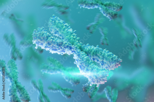 Blue x chromosome on a blue background. 3d rendering