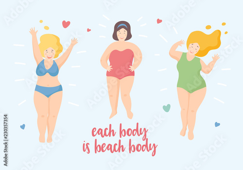 Body positive women on the beach