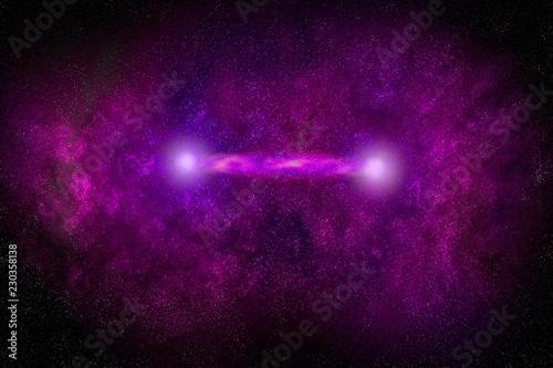 Purple Space Background with a white stars merging. 