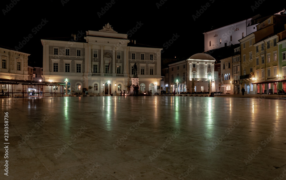 Night view of the Piran town